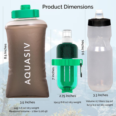 AQUASIV Weekender Kit with HFM & Carbon Filter Squeeze Bag & Bottle