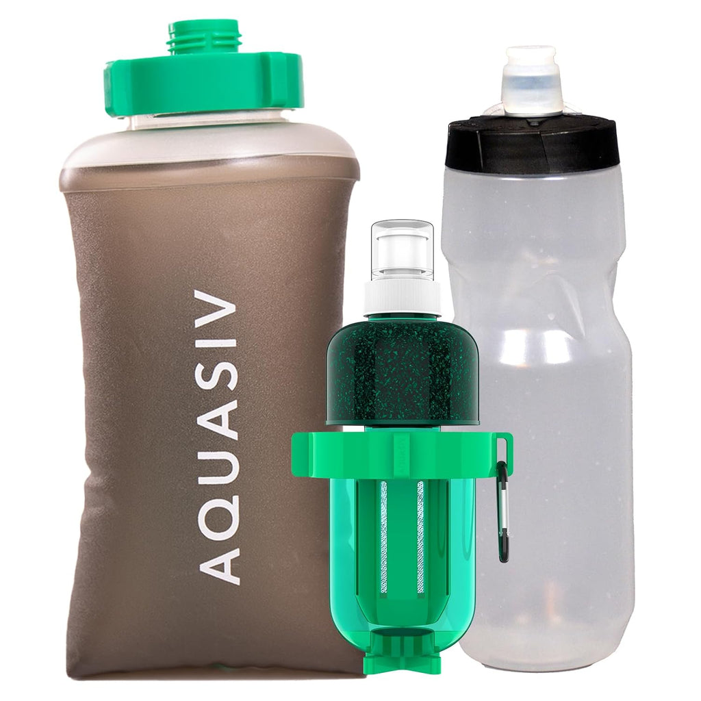 AQUASIV Weekender Kit with HFM Carbon Filter Squeeze Bag Bottle